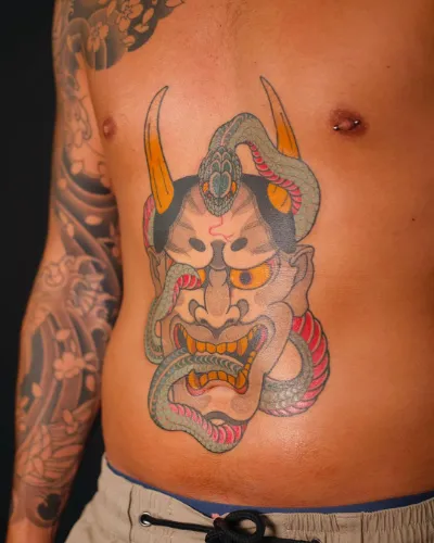 Hanja Mask with Snake by Billy. Traditional Japanese.