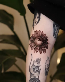 Sunflower with Eye by Sam. Darkwork, Illustration.